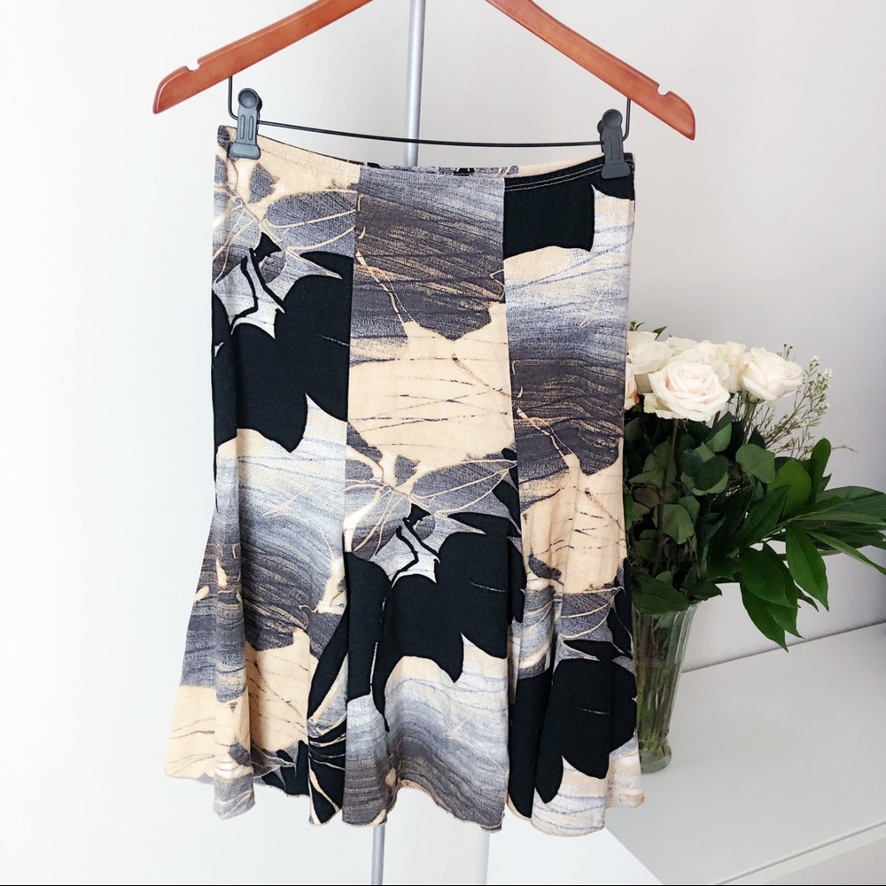 Frank Lyman Design Black Grey Beige Midi Skirt